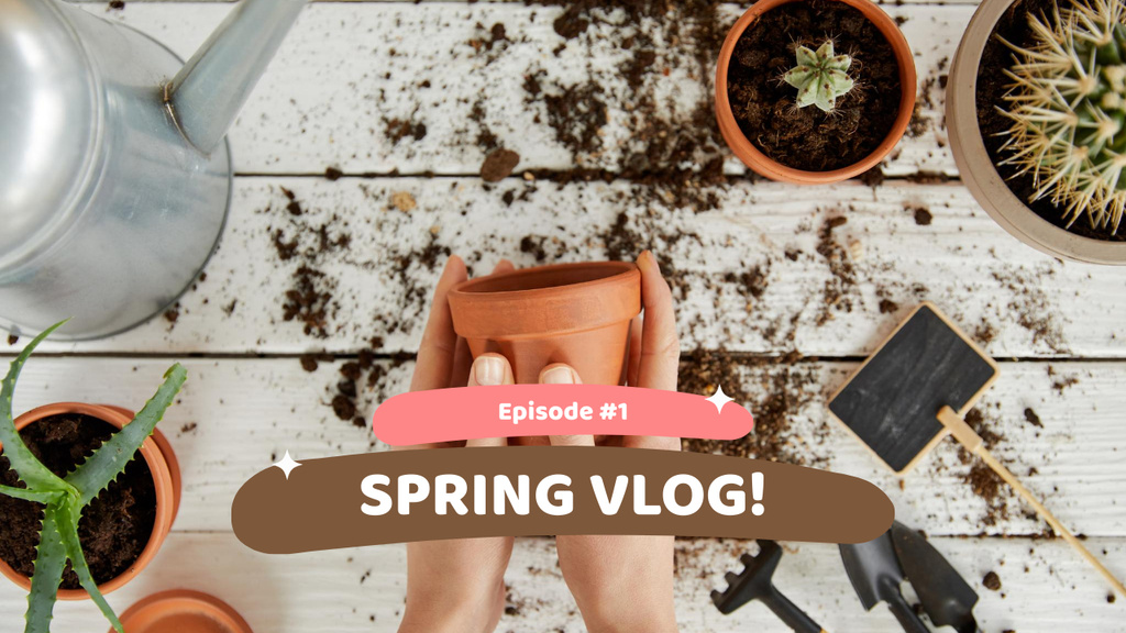 Spring Plant Care Vlog Youtube Thumbnail – шаблон для дизайна
