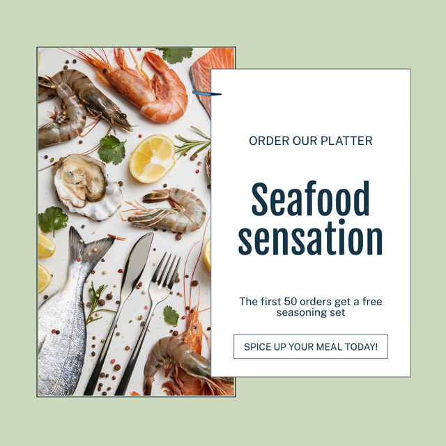 Template di design Sensational Offer on Fresh Seafood Animated Post