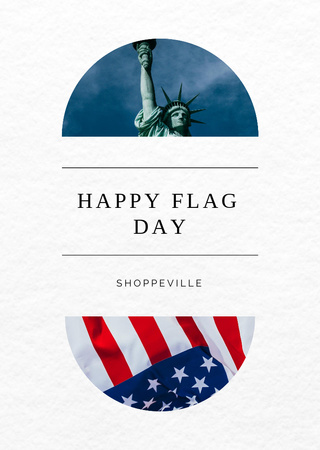 USA National Flag Day Greeting With Liberty Statue Postcard A6 Vertical Πρότυπο σχεδίασης