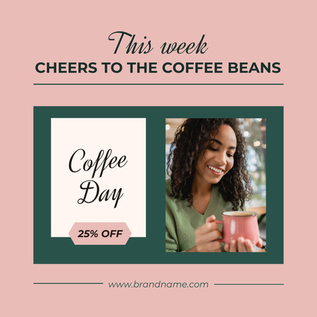 Lovely Coffee Day Discount Offer In Pink Instagram Design Template