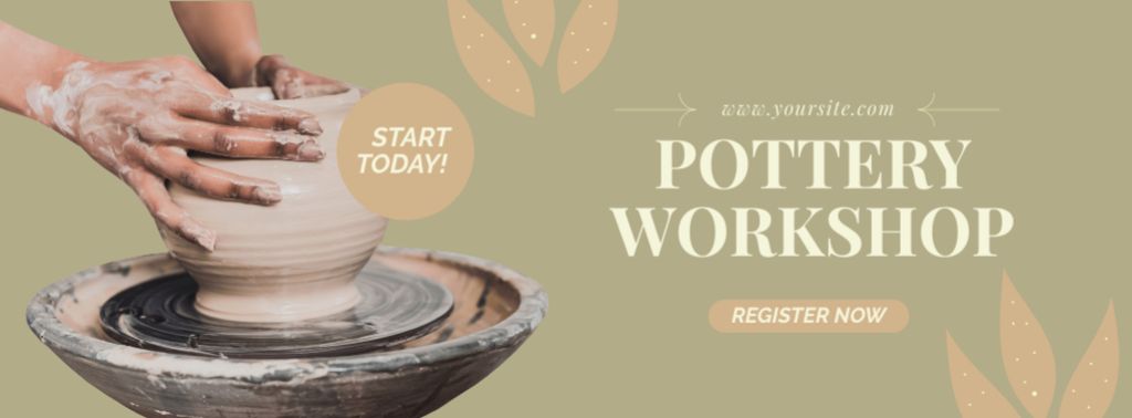 Pottery Workshop Offer with Pottery Making Ceramic Pot Facebook cover Tasarım Şablonu