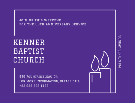 Baptist Church Ad with Candles Postcard 4.2x5.5in Design Template