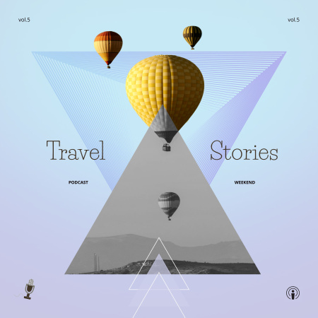 Podcast with Travel Stories  Podcast Cover Šablona návrhu