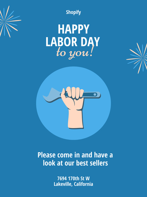 Labor Day Celebration Announcement with Tool in Hand Poster USデザインテンプレート