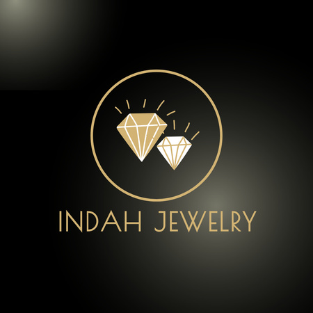 Jewelry Store Ad with Diamond Logo Design Template