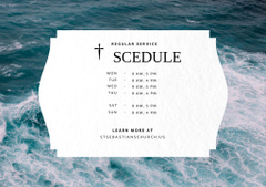 Church Invitation with Cross and Ocean Waves
