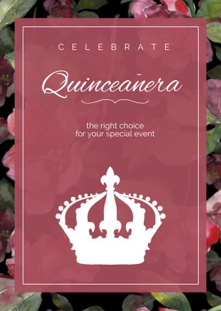 Announcement of Quinceañera with Crown Flayer tervezősablon