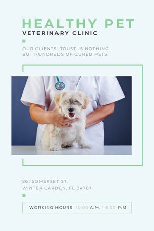Plantilla de diseño de El doctor sostiene al perro en el hospital veterinario Tumblr 