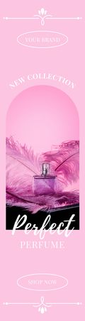 Platilla de diseño Elegant Perfume with Pink Feathers Skyscraper