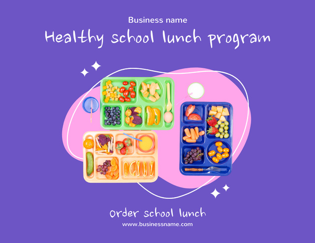 Healthy School Food With Boxes Virtual Deals Flyer 8.5x11in Horizontal Design Template