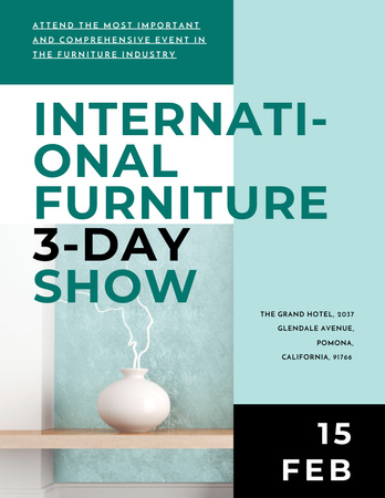 Ontwerpsjabloon van Poster 8.5x11in van Furniture Show Announcement with White Vase for Home Decor