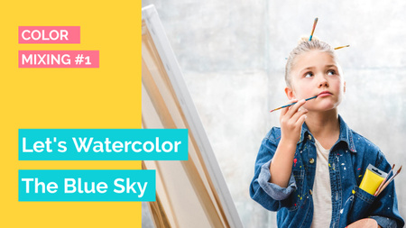 Template di design Little Girl Holding Paintbrushes in Hand Youtube Thumbnail