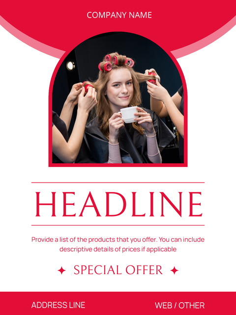 Styling for Young Woman in Salon Poster US Design Template