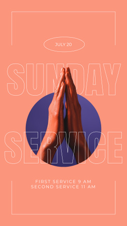 Designvorlage Sunday Service Announcement with Prayer's Hands für Instagram Story