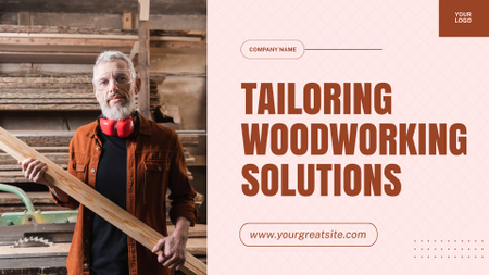 Carpentry and Woodworking Solutions Offer on red Presentation Wide Design Template