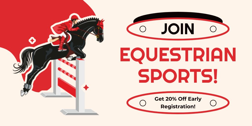 Discount on Early Registration for Classes at Equestrian School Twitter Πρότυπο σχεδίασης