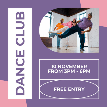 Designvorlage Einladung zum Tanzclub mit tanzenden Menschen für Instagram