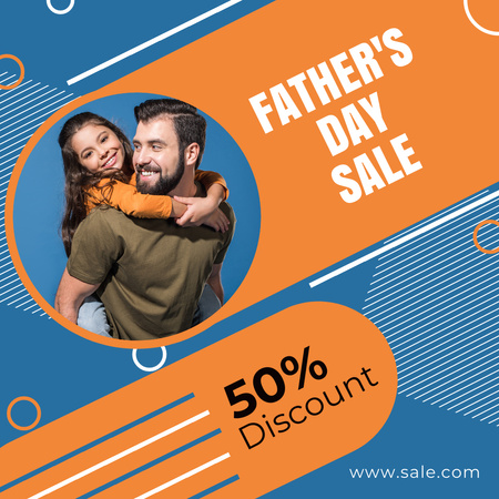 Special Offer on Father's Day with Girl Hugging Dad Instagram Design Template
