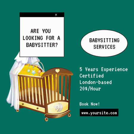 Ontwerpsjabloon van Instagram van Babysitting Services Offer