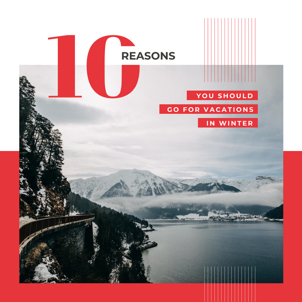 Scenic Landscape with Winter Mountains Instagram Design Template