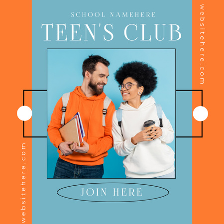 Club For Teenagers Announcement In Blue Instagram Design Template