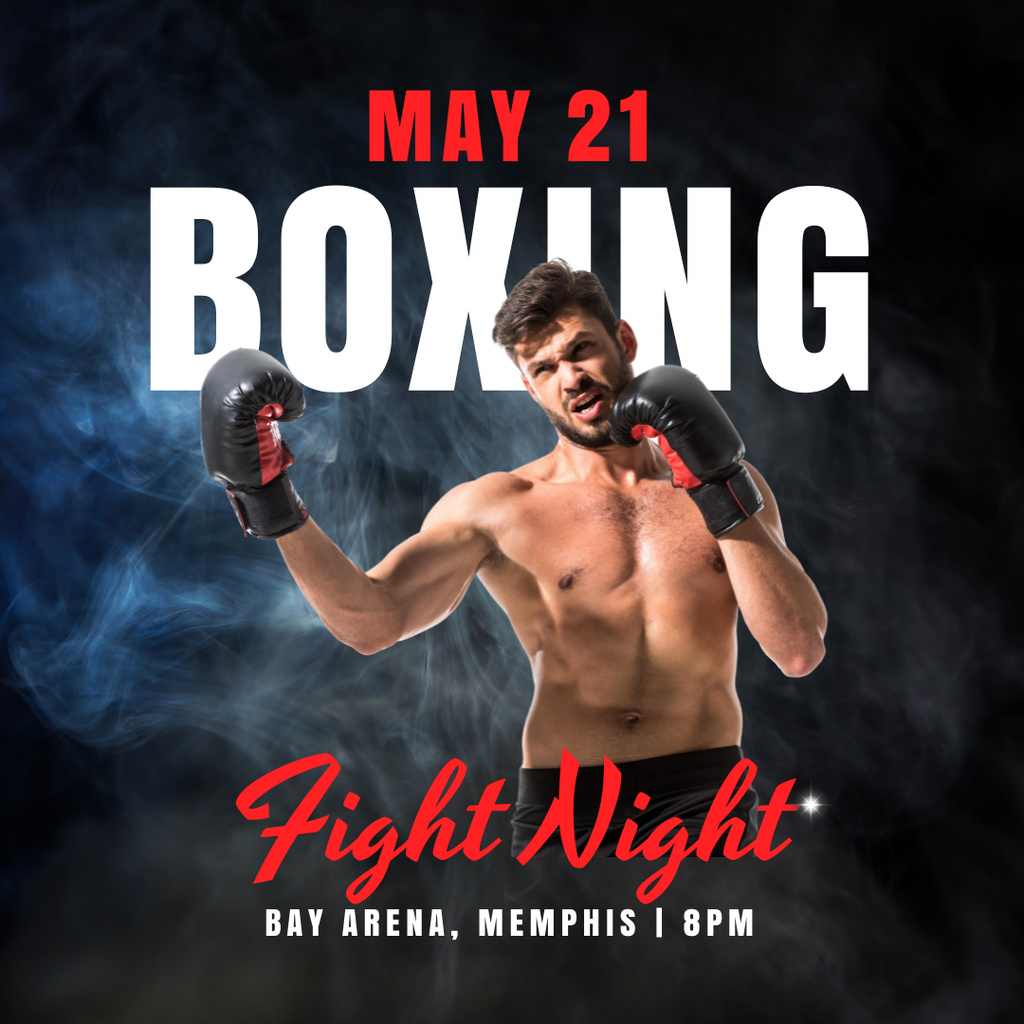 Box Fight Announcement with Boxer Instagram Πρότυπο σχεδίασης