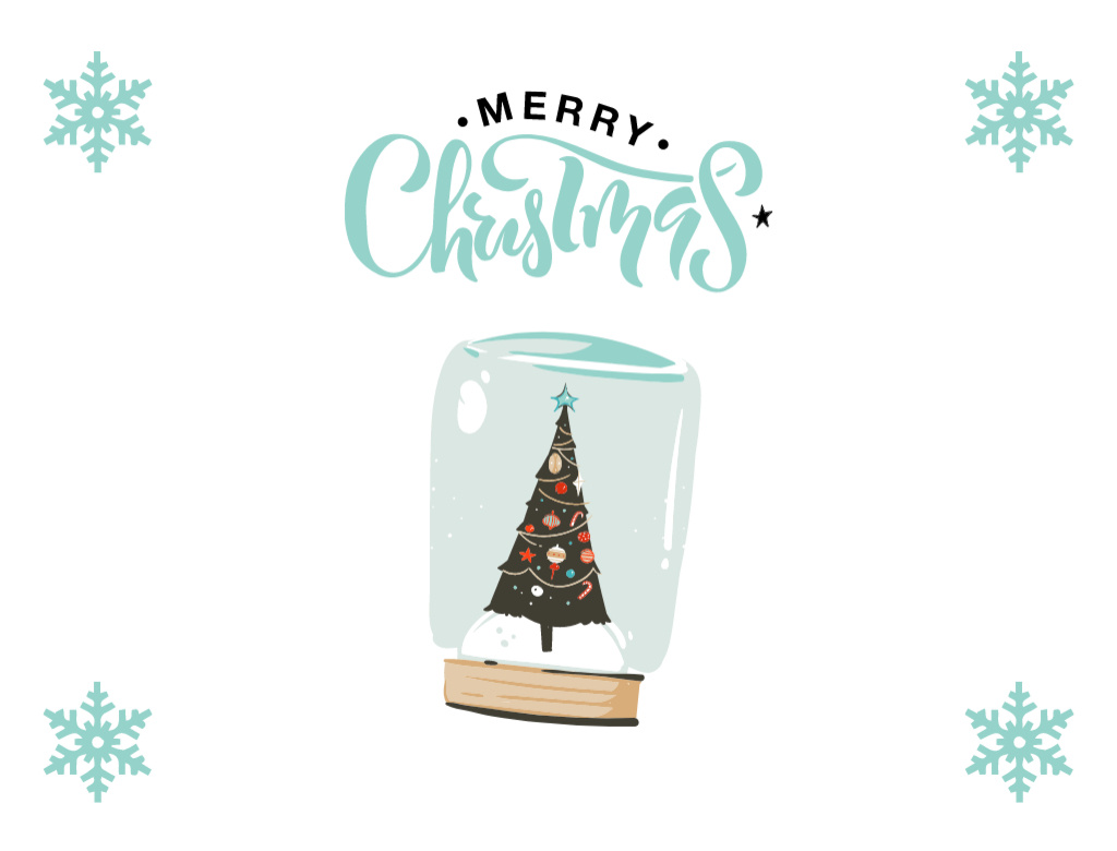 Christmas Wishes with Decorated Tree in Glass Postcard 4.2x5.5in Šablona návrhu