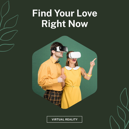 Virtual Reality Dating with Cute Couple in Yellow Outfit Instagram Design Template