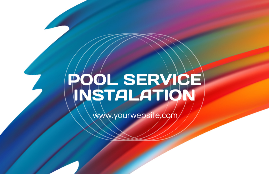 Ad of Service on Installing a Swimming Pools on Colorful Gradient Business Card 85x55mm Design Template