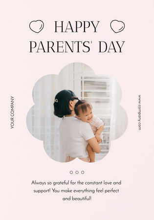 Plantilla de diseño de Saludo del día de los padres con mamá sosteniendo al bebé recién nacido Poster 28x40in 