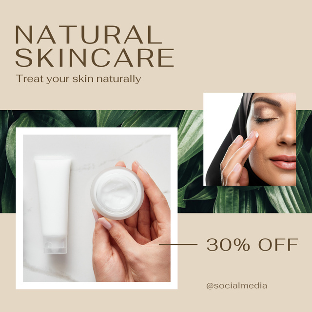 Natural Skincare Cream At Discounted Rates Instagram Design Template