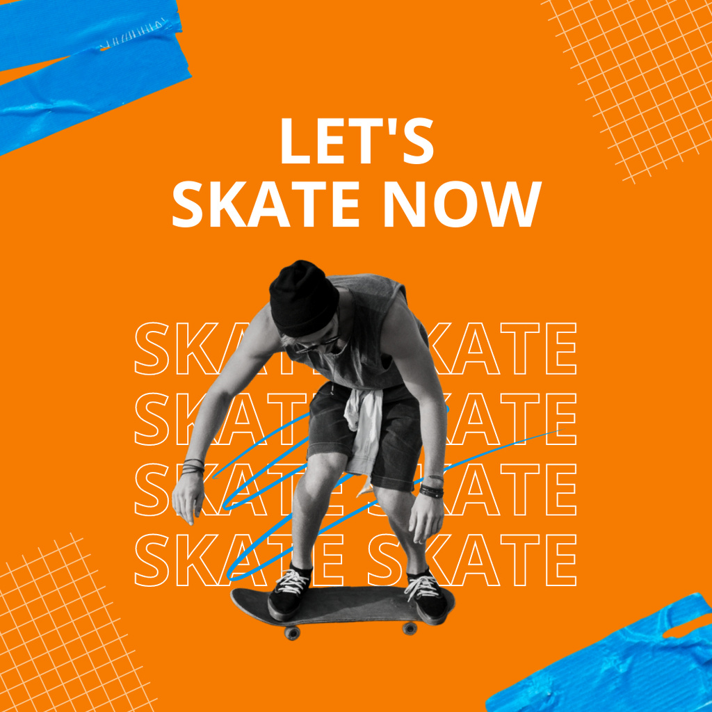 Ontwerpsjabloon van Instagram van Let's skate now