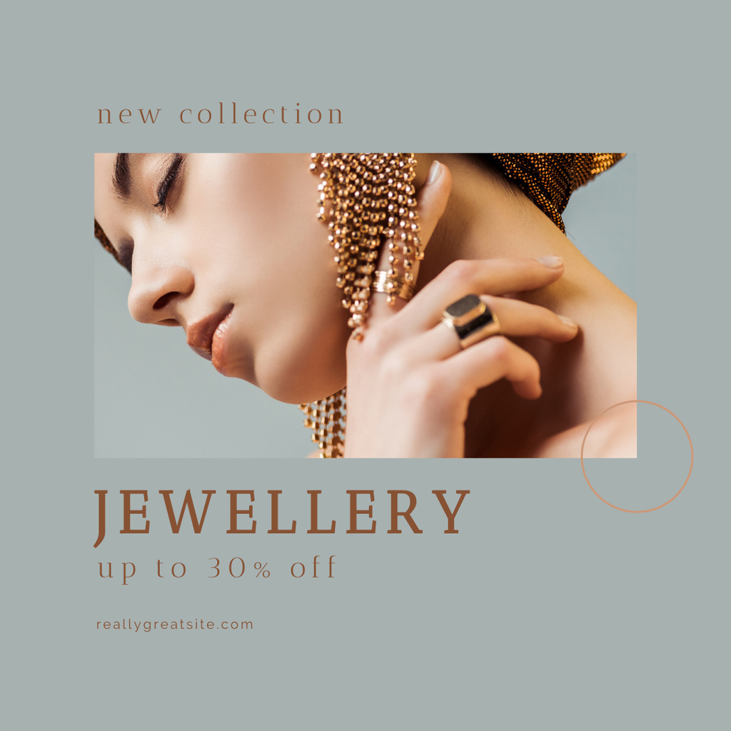 New Jewelry Collection Ad  with Precious Earrings Instagram Design Template