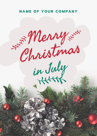 Announcement of Celebration of Christmas in July Flyer A6 Modelo de Design