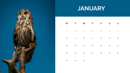 野生動物と鳥 Calendarデザインテンプレート