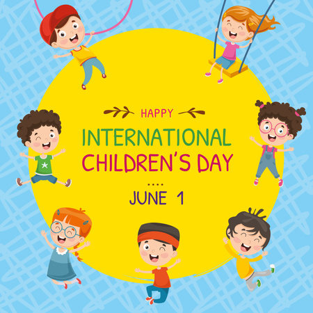 Platilla de diseño Happy little kids in circle on Children's Day Instagram