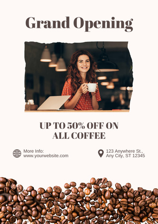 Coffee Shop'un Büyük Açılışı Poster Tasarım Şablonu