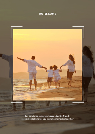 Happy Family on Vacation Postcard A6 Vertical Design Template