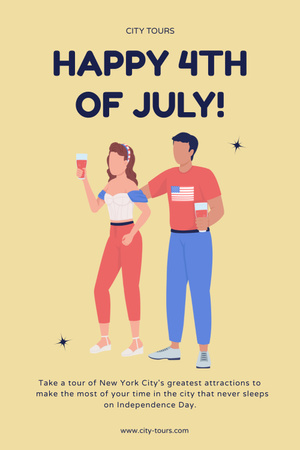Anúncio de comemoração do Dia da Independência dos EUA em amarelo Pinterest Modelo de Design