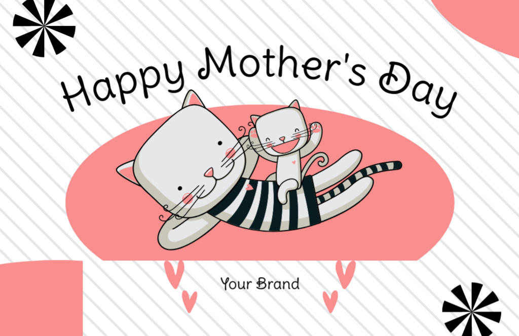 Plantilla de diseño de Mother's Day Greeting with Funny Cartoon Cats Thank You Card 5.5x8.5in 