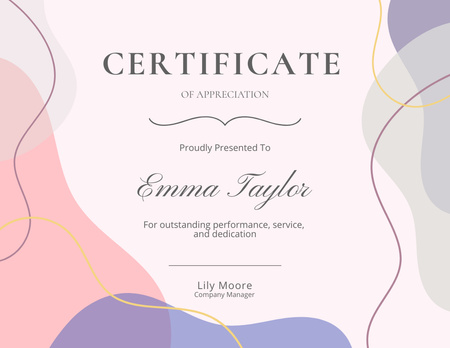 Appreciation from Company Manager Certificate Design Template