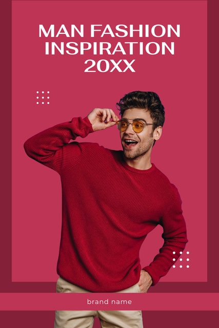 Szablon projektu Fashion Sale Announcement with Handsome Man Pinterest