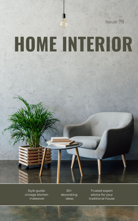 Home Interior Guide With Rooms Book Coverデザインテンプレート