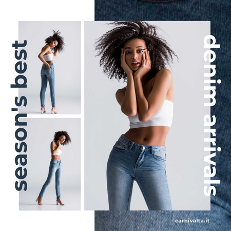 Stylish Curly-haired African American Woman Instagram Design Template