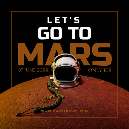 Helmet from Space Suit Lying on Mars Planet Instagram Design Template