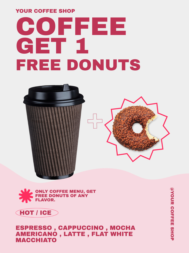Plantilla de diseño de Offer of Coffee and Donut Poster US 
