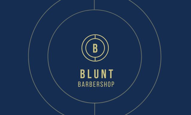 Barbershop Services Offer on Blue Business Card 91x55mm Design Template