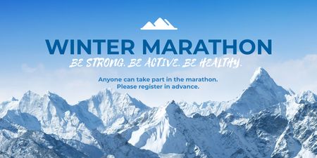 Winter marathon announcement Twitter tervezősablon