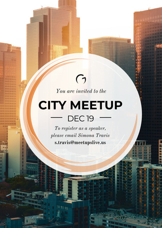 City meetup announcement on Skyscrapers view Flyer A6 Design Template