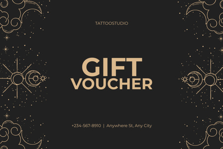 Stars And Sun With Tattoo Studio Services Offer Gift Certificate Design Template